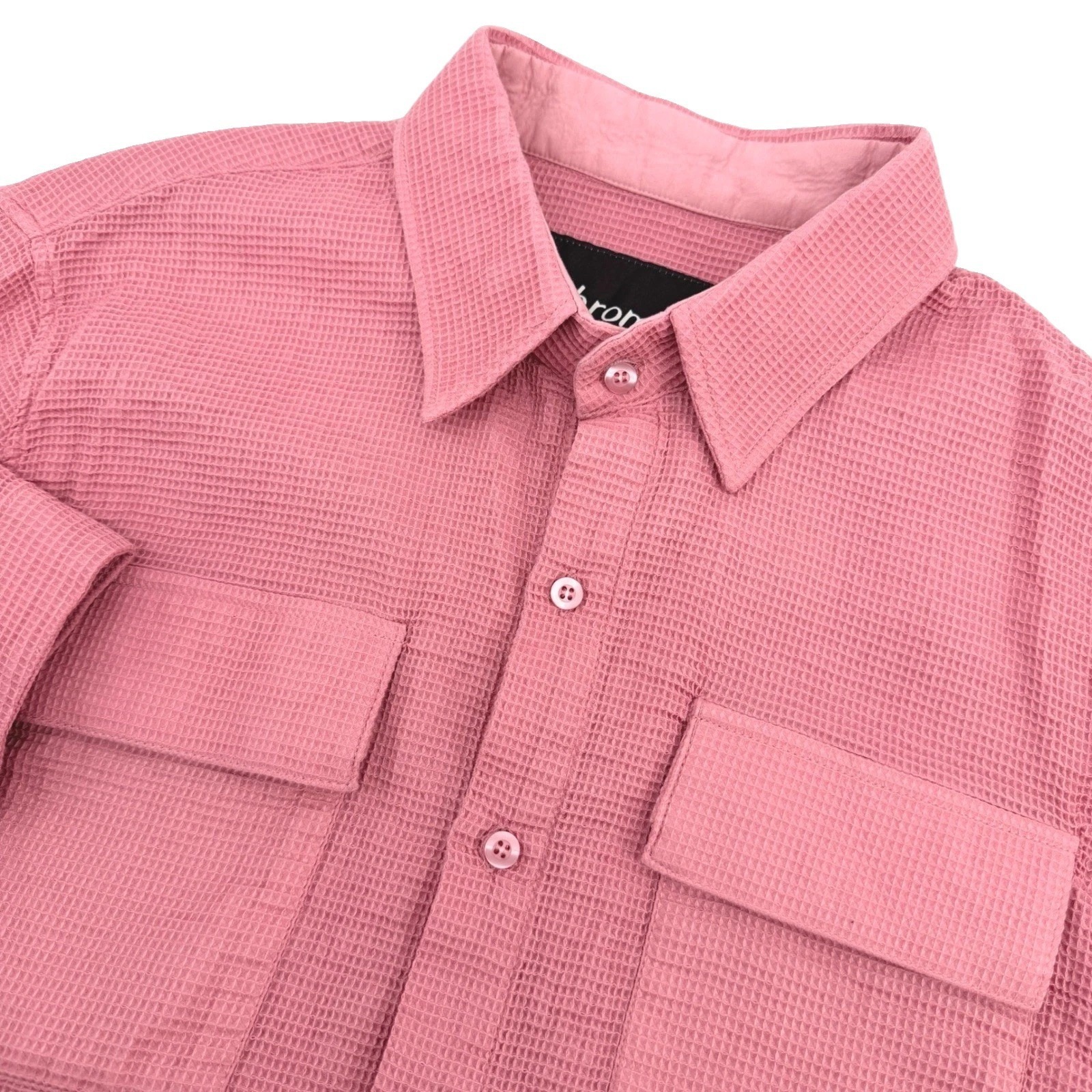 Y.Chroma Sevilla Shirt Mens Xl Pink Waffle Weave Organic Cotton Short Sleeve Seo